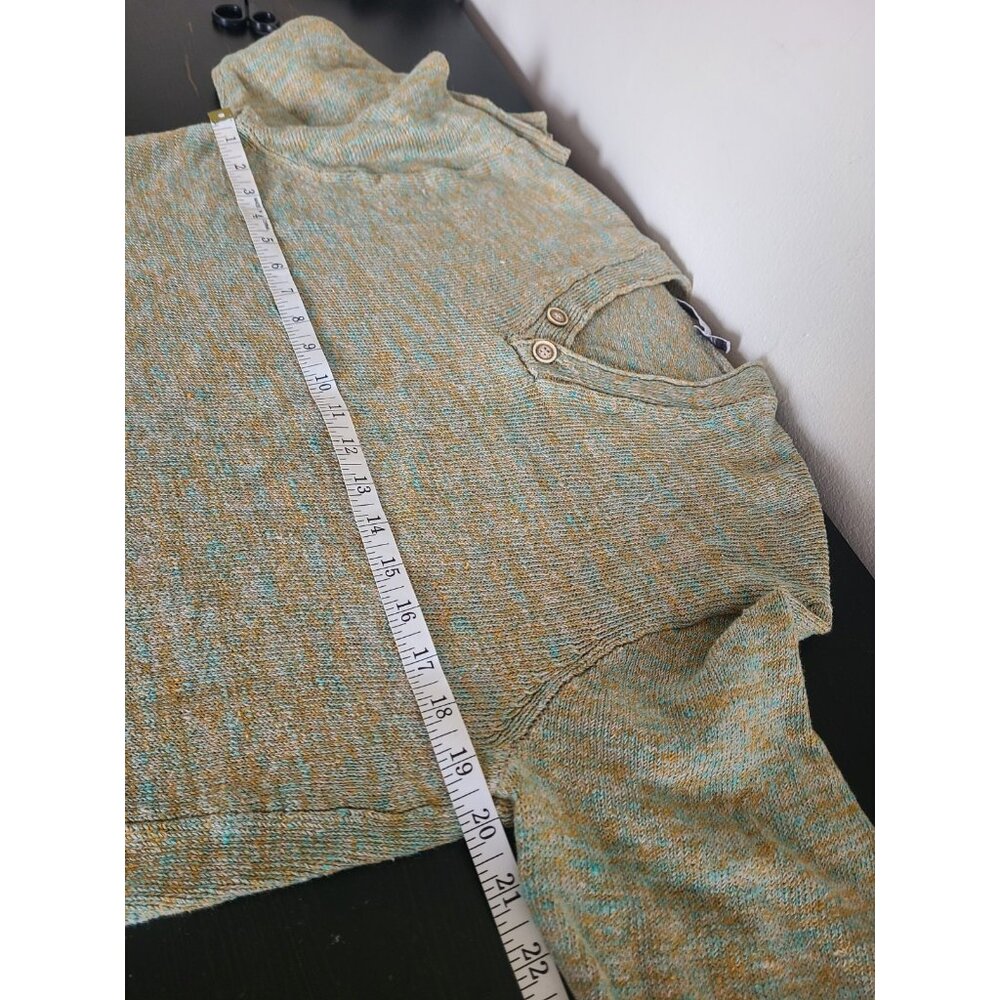 Inis Meain Linen Sweater V Neck Size L Green Ireland - Picture 4 of 8